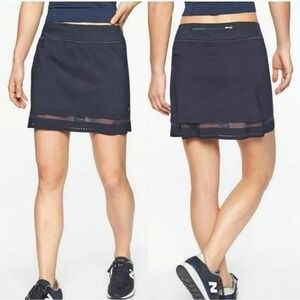 Athleta Laser‎ Cut Tennis Skort Navy Sz L Layered Athletic Pickleball Golf Skirt